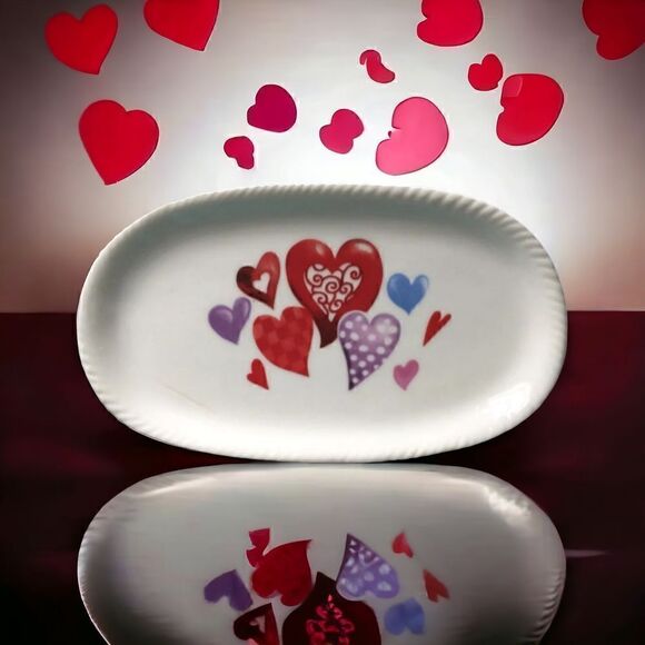Heart Plate Trinket Dish Valentines Love Soap Dish Jewelry Catch All Tray Vtg - Picture 1 of 16